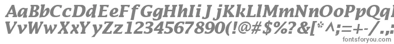 MachadosskBoldItalic-fontti – harmaat kirjasimet valkoisella taustalla
