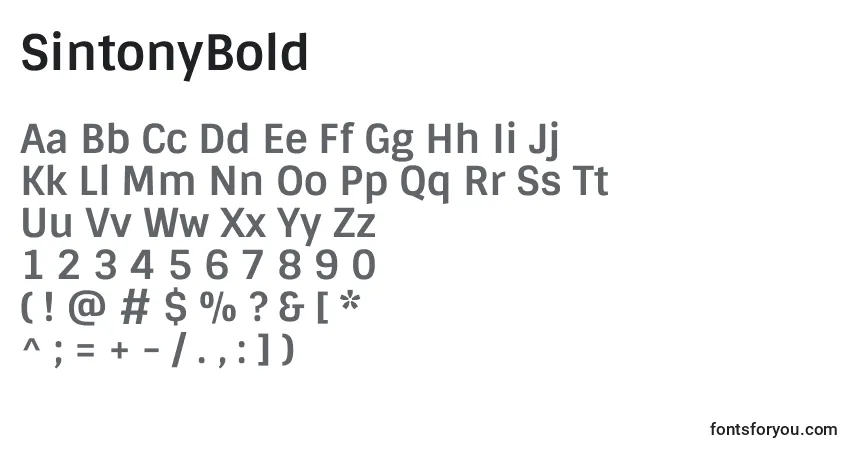 Шрифт SintonyBold – алфавит, цифры, специальные символы