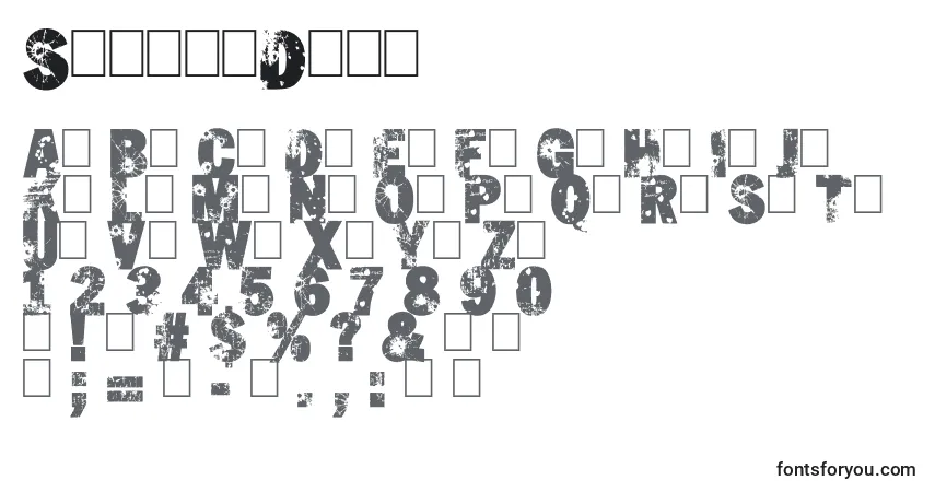 Schriftart ShutemDown – Alphabet, Zahlen, spezielle Symbole