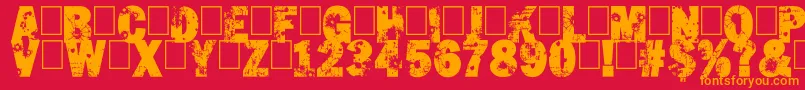 ShutemDown Font – Orange Fonts on Red Background