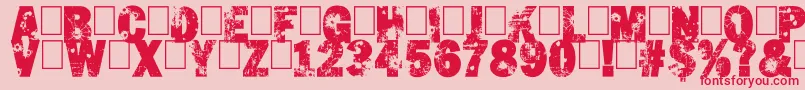 ShutemDown-Schriftart – Rote Schriften auf rosa Hintergrund