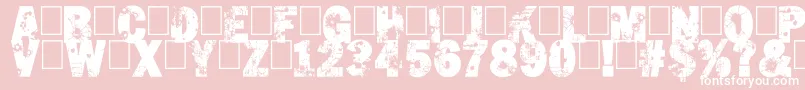 ShutemDown-Schriftart – Weiße Schriften auf rosa Hintergrund