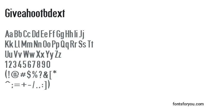 characters of giveahootbdext font, letter of giveahootbdext font, alphabet of  giveahootbdext font