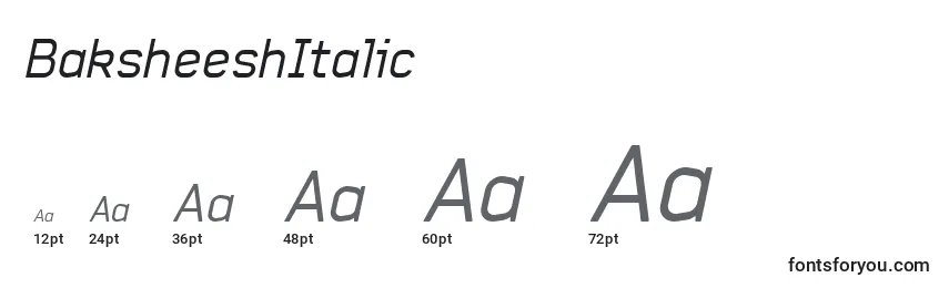 Размеры шрифта BaksheeshItalic