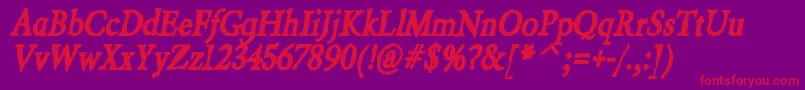 Weitere Informationen zur BeryliuminkItalic-Schriftart BeryliuminkItalic-Schriftart – Rote Schriften auf violettem Hintergrund