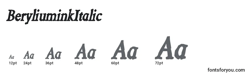 Размеры шрифта BeryliuminkItalic