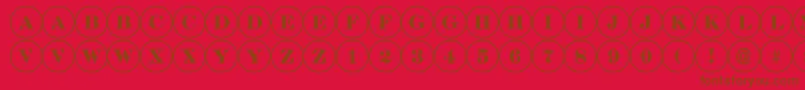 DiscoserifRegular-fontti – ruskeat fontit punaisella taustalla