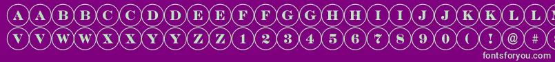 DiscoserifRegular-fontti – vihreät fontit violetilla taustalla