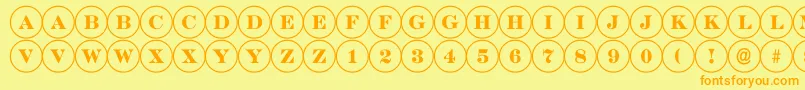 フォントDiscoserifRegular – オレンジの文字が黄色の背景にあります。