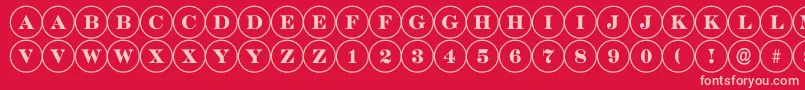 DiscoserifRegular-fontti – vaaleanpunaiset fontit punaisella taustalla