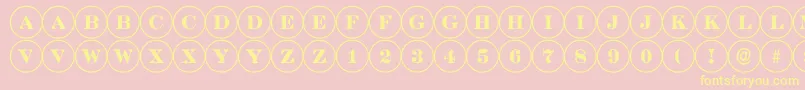 DiscoserifRegular-fontti – keltaiset fontit vaaleanpunaisella taustalla