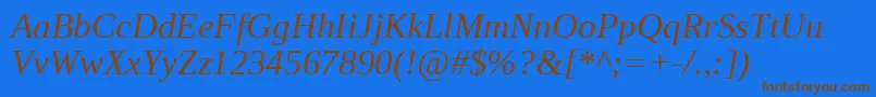 LiberationSerifItalic Font – Brown Fonts on Blue Background