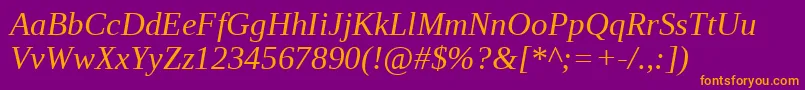 LiberationSerifItalic Font – Orange Fonts on Purple Background