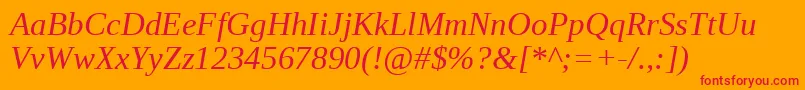 LiberationSerifItalic Font – Red Fonts on Orange Background