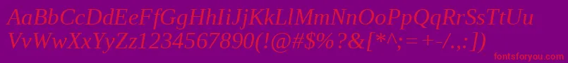 フォントLiberationSerifItalic – 紫の背景に赤い文字