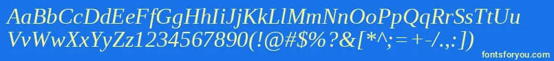 LiberationSerifItalic Font – Yellow Fonts on Blue Background