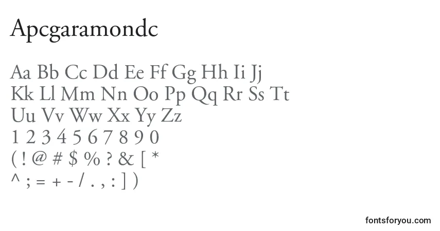 A fonte Apcgaramondc – alfabeto, números, caracteres especiais