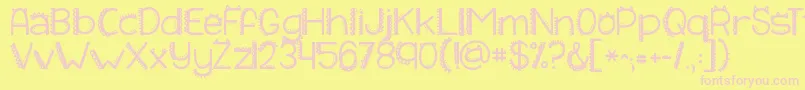 Kgiliketomoveit-Schriftart – Rosa Schriften auf gelbem Hintergrund