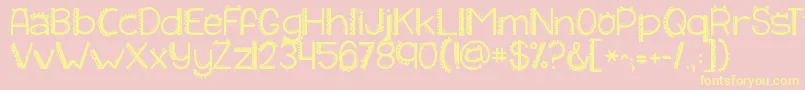 フォントKgiliketomoveit – 黄色のフォント、ピンクの背景