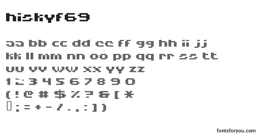 Czcionka Hiskyf69 – alfabet, cyfry, specjalne znaki