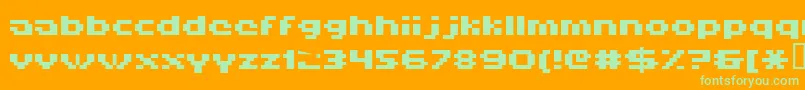 Hiskyf69-Schriftart – Grüne Schriften auf orangefarbenem Hintergrund