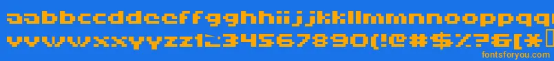 Hiskyf69-fontti – oranssit fontit sinisellä taustalla