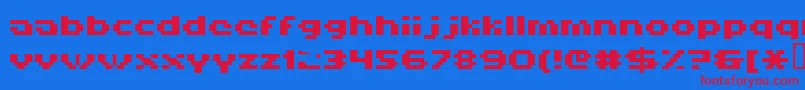 Hiskyf69-Schriftart – Rote Schriften auf blauem Hintergrund