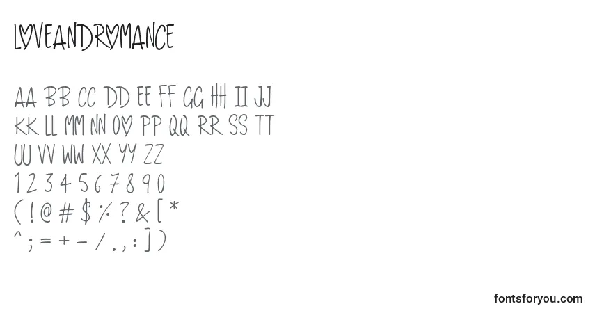Шрифт LoveAndRomance – алфавит, цифры, специальные символы
