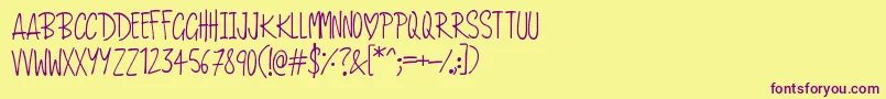 LoveAndRomance Font – Purple Fonts on Yellow Background