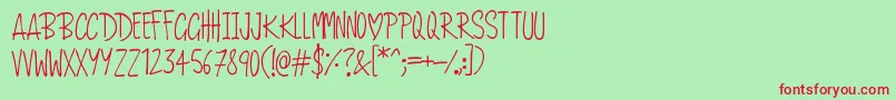 フォントLoveAndRomance – 赤い文字の緑の背景