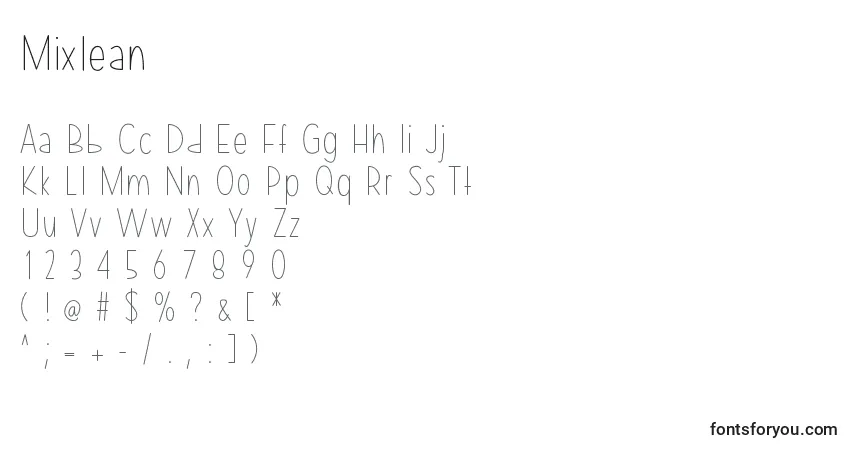 Schriftart Mixlean – Alphabet, Zahlen, spezielle Symbole