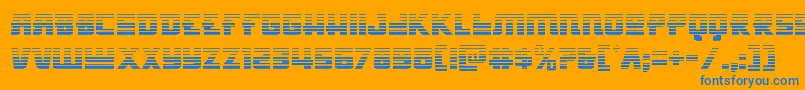 Hongkonghustlegrad-Schriftart – Blaue Schriften auf orangefarbenem Hintergrund