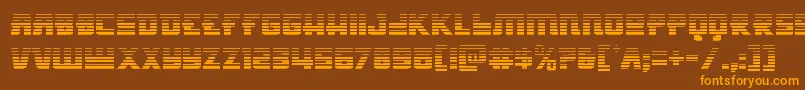 Hongkonghustlegrad-Schriftart – Orangefarbene Schriften auf braunem Hintergrund