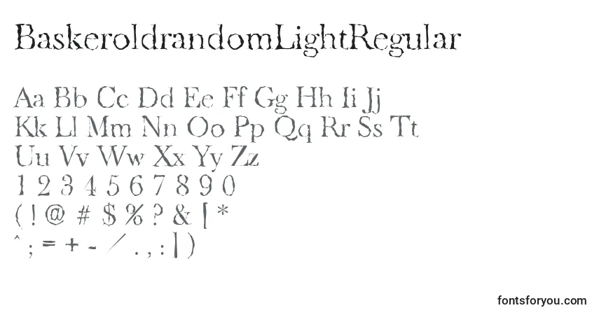 Czcionka BaskeroldrandomLightRegular – alfabet, cyfry, specjalne znaki