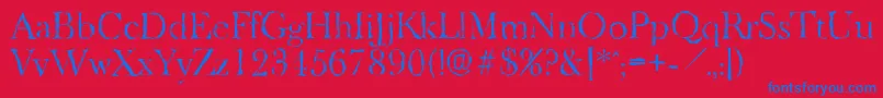 BaskeroldrandomLightRegular-Schriftart – Blaue Schriften auf rotem Hintergrund
