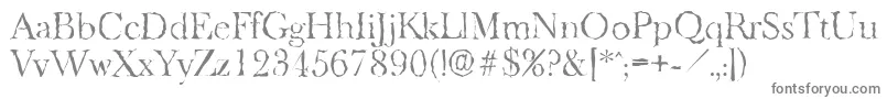 BaskeroldrandomLightRegular-fontti – harmaat kirjasimet valkoisella taustalla