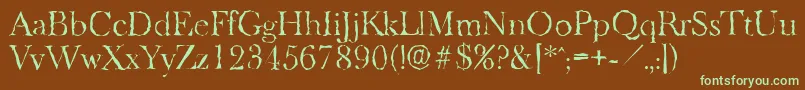BaskeroldrandomLightRegular-fontti – vihreät fontit ruskealla taustalla