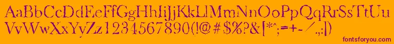 BaskeroldrandomLightRegular Font – Purple Fonts on Orange Background