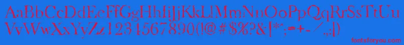 BaskeroldrandomLightRegular Font – Red Fonts on Blue Background