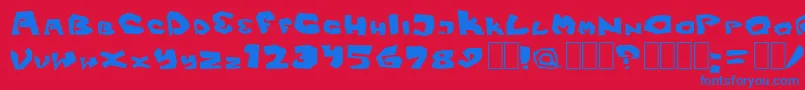 Fittsvamp-Schriftart – Blaue Schriften auf rotem Hintergrund