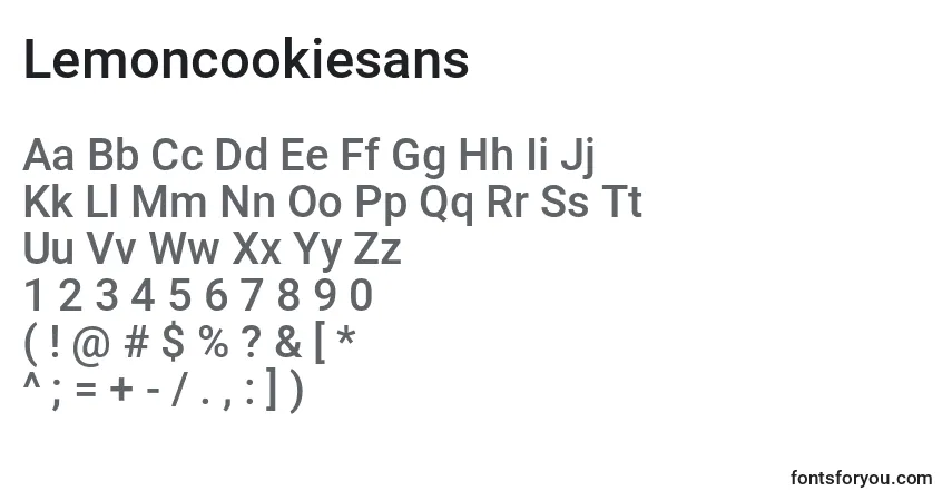 Schriftart Lemoncookiesans – Alphabet, Zahlen, spezielle Symbole