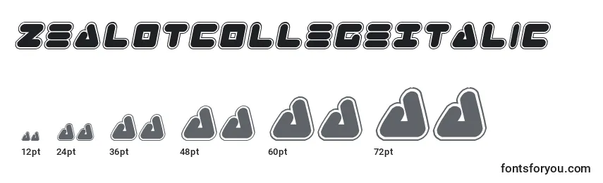 Размеры шрифта ZealotCollegeItalic