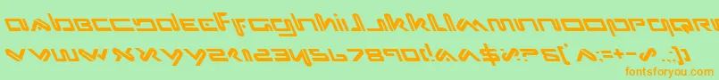 フォントXephl – オレンジの文字が緑の背景にあります。
