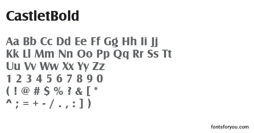 Schriftart CastletBold – Alphabet, Zahlen, spezielle Symbole