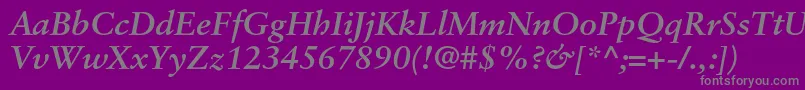 フォントSabonltstdBolditalic – 紫の背景に灰色の文字