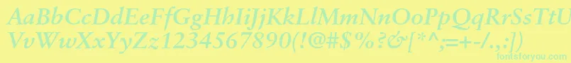 SabonltstdBolditalic Font – Green Fonts on Yellow Background