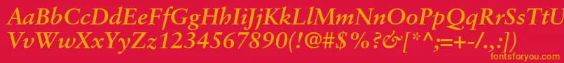 SabonltstdBolditalic Font – Orange Fonts on Red Background