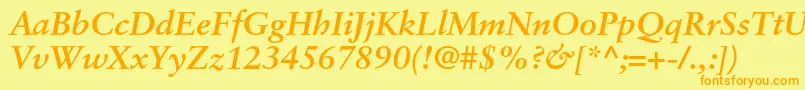 SabonltstdBolditalic-Schriftart – Orangefarbene Schriften auf gelbem Hintergrund
