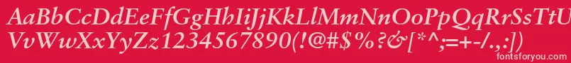 SabonltstdBolditalic Font – Pink Fonts on Red Background