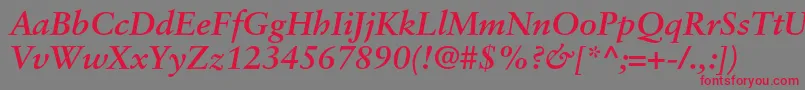 Шрифт SabonltstdBolditalic – красные шрифты на сером фоне